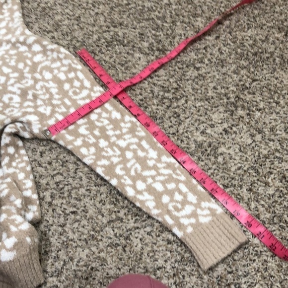 Rachel Zoe Cardigan Sweater Size Small Tan Cream Leopard Plush Hoodie - Picture 9 of 9